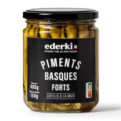 Green Chili Peppers Piparras in Vinegar Ederki 400g Glass Jar | Piparras Vascas Picantes en Vinagre Ederki 400g
