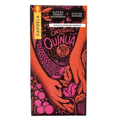 Organic 70% Dark Chocolate with Quinoa Candela Peru 50g Bar | Chocolate Negro Ecológico 70% con Quinoa Candela Peru 50g Bar