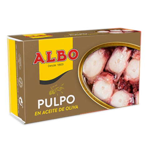 Octopus in Olive Oil Albo 116g Tin | Pulpo en aceite de Oliva 116g