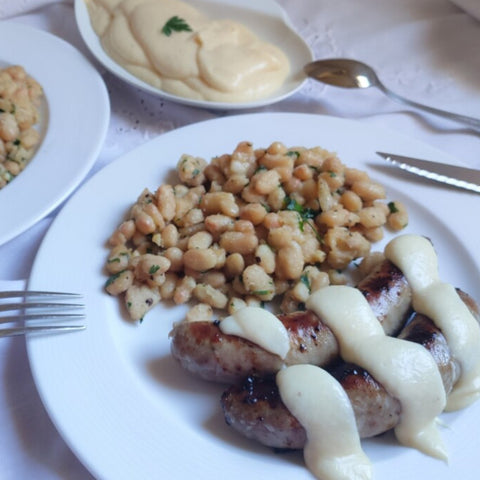 Catalan Sausage Butifarra with White Beans | Butifarra con Mongetas