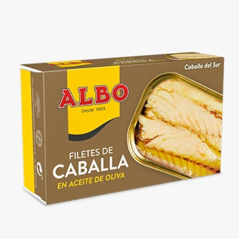 Mackerel Fillets in Olive Oil Albo 120g Tin | Filetes de Caballa en Aceite de Oliva 120g