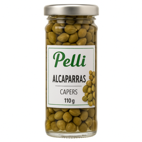 Capers Pelli 110g Glass Jar  | Alcaparras Pelli  110g