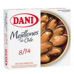 Mussels in Pickled Sauce from Chile (8/14) Dani 111 g Tin | Mejillones en Escabeche de Chile (8/14) Lata Dani de 111 g