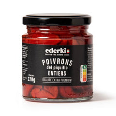 Piquillo Pepper Whole Navarra Ederki 220g Glass Jar | Pimientos del Piquillo de Navarra Entero Ederki 220g