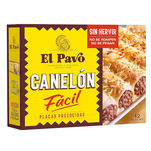 Canelon Sheets Precooked El Pavo 12 Sheets 80g Box | Placas Precocidas para Canelon El Pavo.  12 Uds ( 80g box)