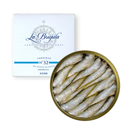 Small Sardines in Olive Oil 20/25Pcs La Brujula 110g Tin