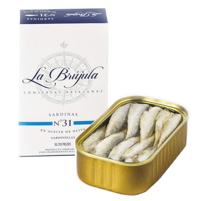 Small Sardines in Olive Oil 16/20 pcs La Brujula 115g Tin