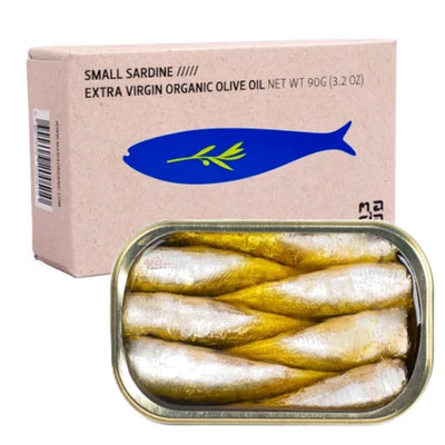 Small Sardines in Organic Extra Virgin Olive Oil JOSE Gourmet 90g Tin