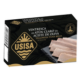 Yellowfin Tuna Belly in Olive Oil Usisa 120g Tin| Ventresca de Atún Claro en Aceite de Oliva Usisa de 120 g